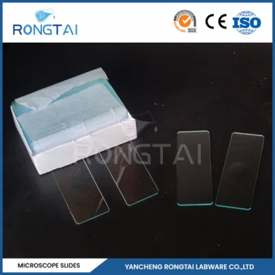 Fabricantes de equipos de laboratorio Rongtai, tipos de portaobjetos para microscopio, China 7101, 7102, 7105, 7107, 7109, portaobjetos de vidrio de cuarzo polaco