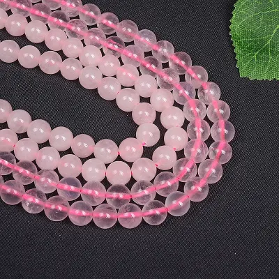 Cuentas de cristal de cuarzo rosa natural para hacer joyería DIY